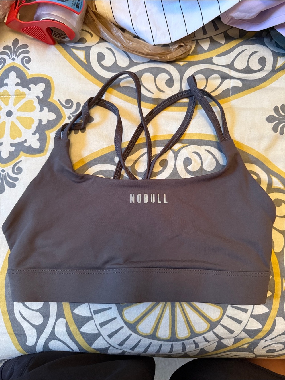 NOBULL Strappy Sports Bra in Olive/Grey- NWOT Size Medium